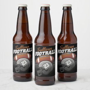 Personalised Football Player Team Number Helmet  Beer Bottle Label