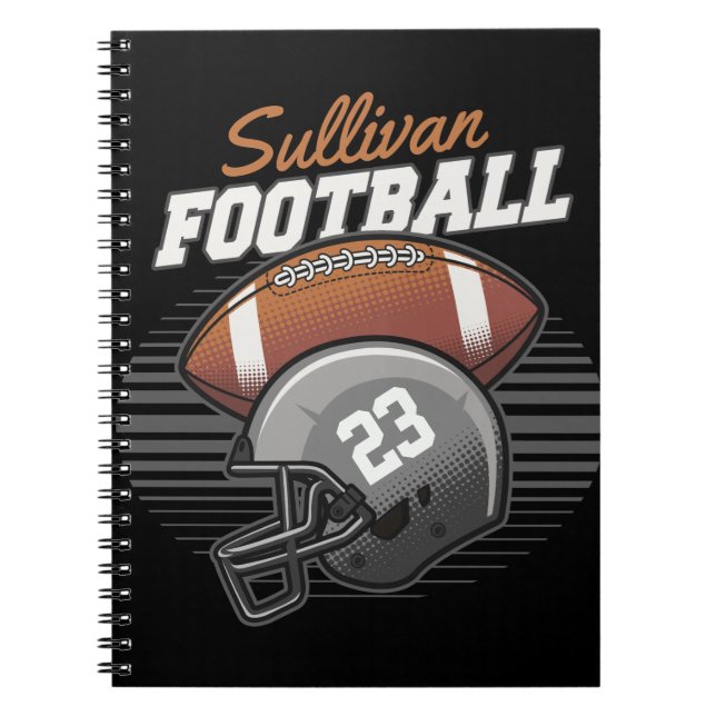 Personalised Football Player Team Number Helmet Notebook (Front)