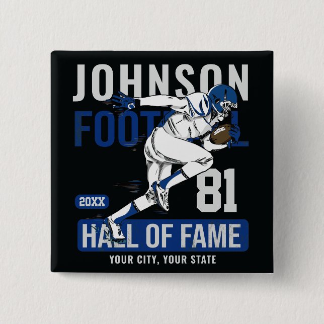 Personalised Football PLAYER Team NUMBER Sports 15 Cm Square Badge (Front)