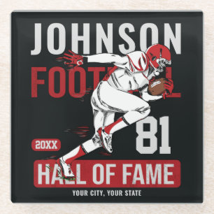 Personalised Football PLAYER Team NUMBER Sports Glass Coaster