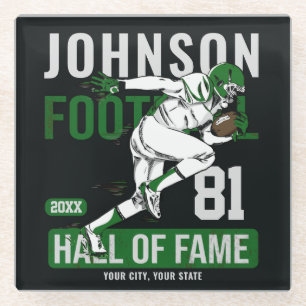 Personalised Football PLAYER Team NUMBER Sports Glass Coaster