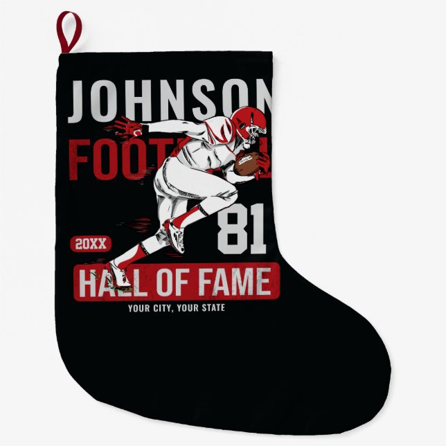 Personalised Football PLAYER Team NUMBER Sports  Large Christmas Stocking (Front)