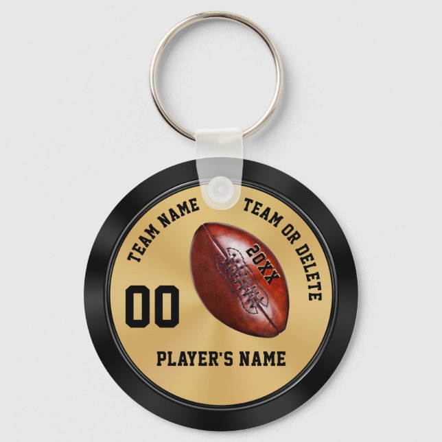 Personalised Football Team Gifts, Black and Gold Key Ring (Front)