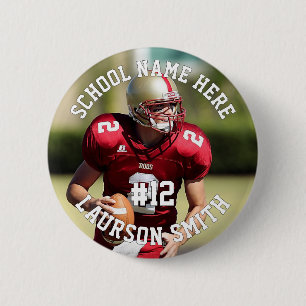 Personalised Football Team Player Name Number 6 Cm Round Badge