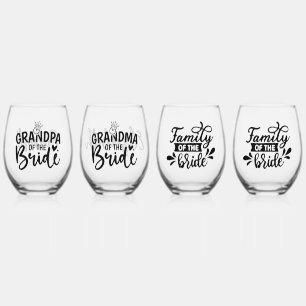 Personalised for Bride’s Family  Stemless Wine Glass