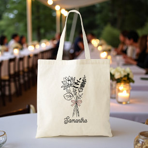 Personalised For Her Floral Bow Tote Bag