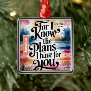 Personalised For I Know The Plans Christian Metal Tree Decoration
