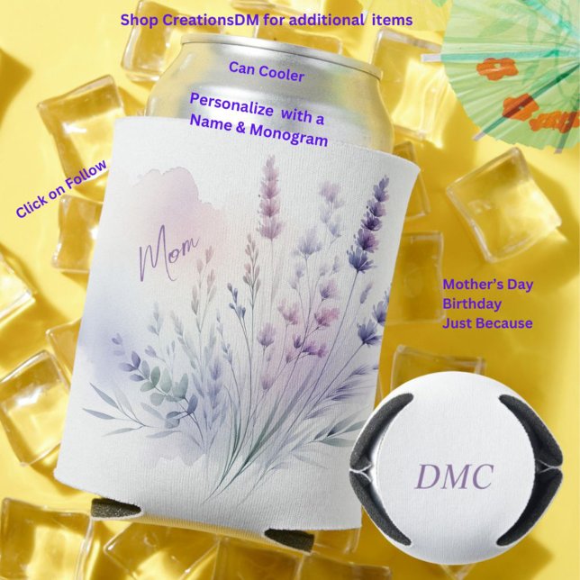 Personalised for Mum or Anyone Floral Can Cooler (Creator Uploaded)