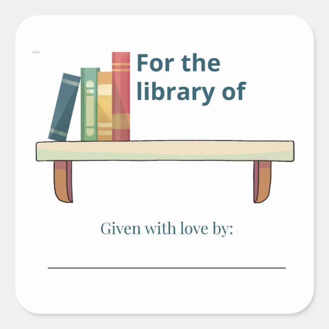 Personalised For the Library Of Name Label (Front)