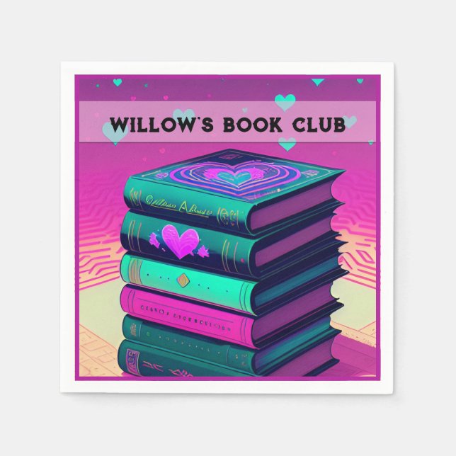 Personalised For The Love Of Books Pink Napkin (Front)