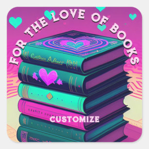 Personalised For The Love Of Books Square Sticker