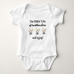 Personalised For Triplet Boys, Trio, Gift Idea,  Baby Bodysuit