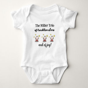 Personalised For Triplets, Triplets Gift Idea,  Baby Bodysuit