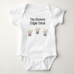personalised for triplets, triplets gift idea,  baby bodysuit