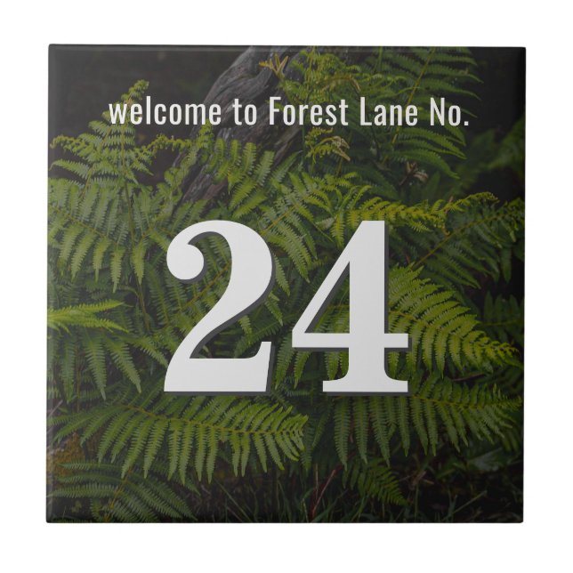 Personalised forest fern House / Apartment Number Tile (Front)