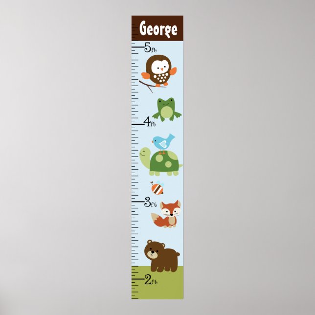 Personalised Forest Friends Animals Growth Chart (Front)