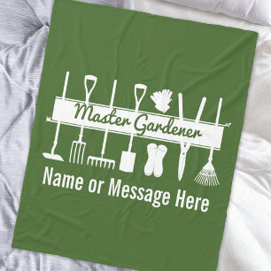Personalised Forest Green Modern Master Gardener Fleece Blanket
