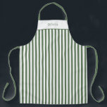 Personalised Forest Green Stripe Pattern Apron<br><div class="desc">Apron Large (68, 6 x 86, 4 cm) - Cute Personalised Forest Green Stripe Pattern.
Change to your name or text of choice.</div>