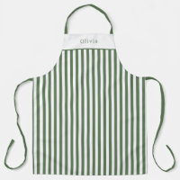 Personalised Forest Green Stripe Pattern Apron