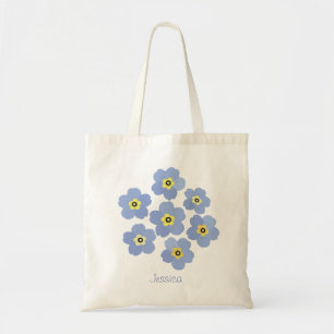 Personalised Forget me not blue flower Tote Bag