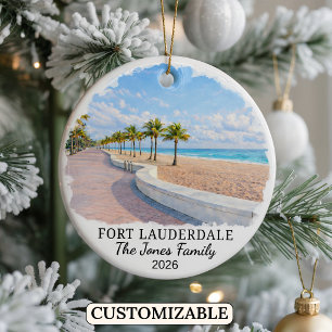 Personalised Fort Lauderdale Ornament, Florida Ceramic Tree Decoration