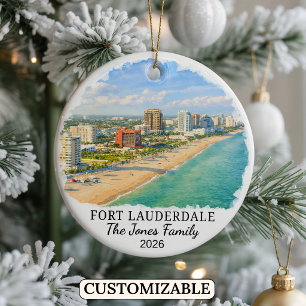 Personalised Fort Lauderdale Ornament, Florida Ceramic Tree Decoration