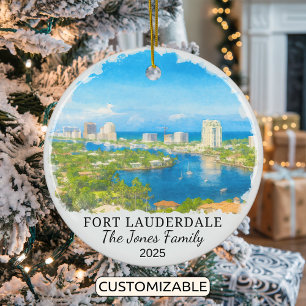 Personalised Fort Lauderdale Ornament, Florida Ceramic Tree Decoration