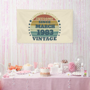 Personalised forty vintage 40th birthday party banner