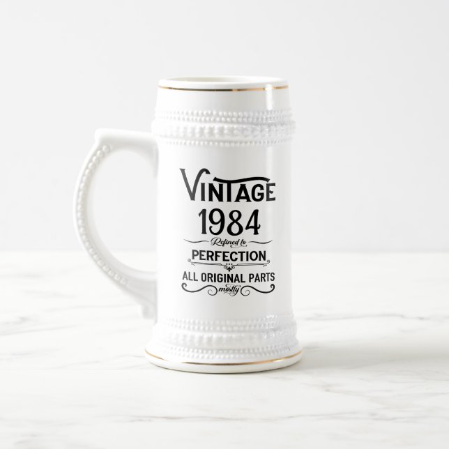 Personalised forty vintage 40th birthday party beer stein (Left)