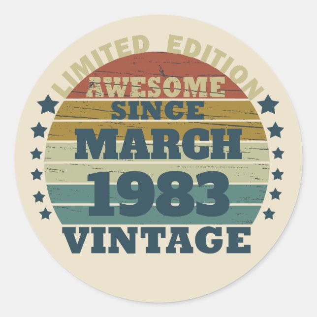 Personalised forty vintage 40th birthday party classic round sticker (Front)
