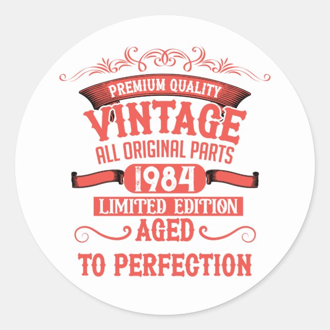 Personalised forty vintage 40th birthday party classic round sticker (Front)