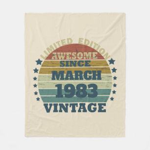 Personalised forty vintage 40th birthday party fleece blanket