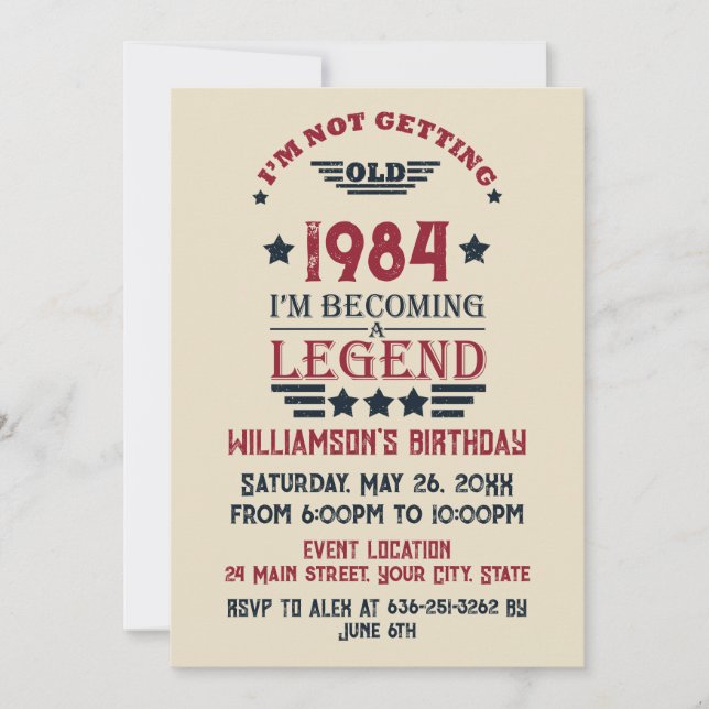 Personalised forty vintage 40th birthday party invitation (Front)