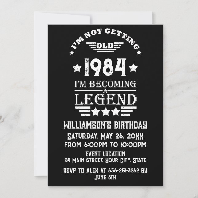 Personalised forty vintage 40th birthday party invitation (Front)
