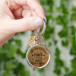Personalised forty vintage 40th birthday party key ring