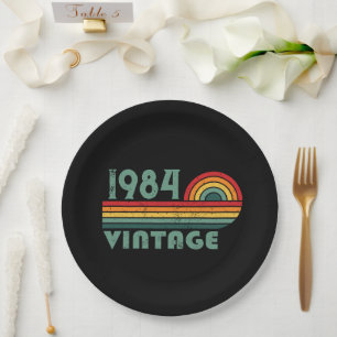 Personalised forty vintage 40th birthday party paper plate