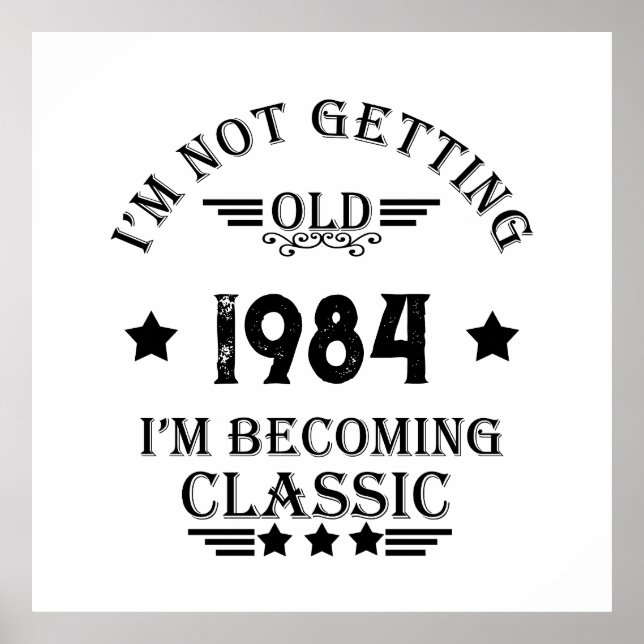 Personalised forty vintage 40th birthday party poster (Front)