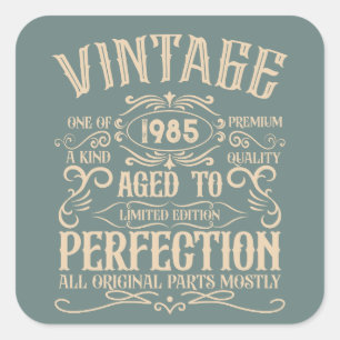 Personalised forty vintage 40th birthday party square sticker