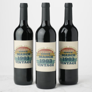 Personalised forty vintage 40th birthday party wine label