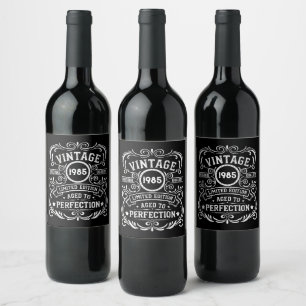 Personalised forty vintage 40th birthday party wine label