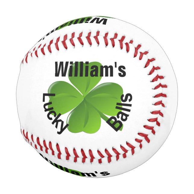 Personalised Four Leaf Clover Lucky Baseball (Front Right)