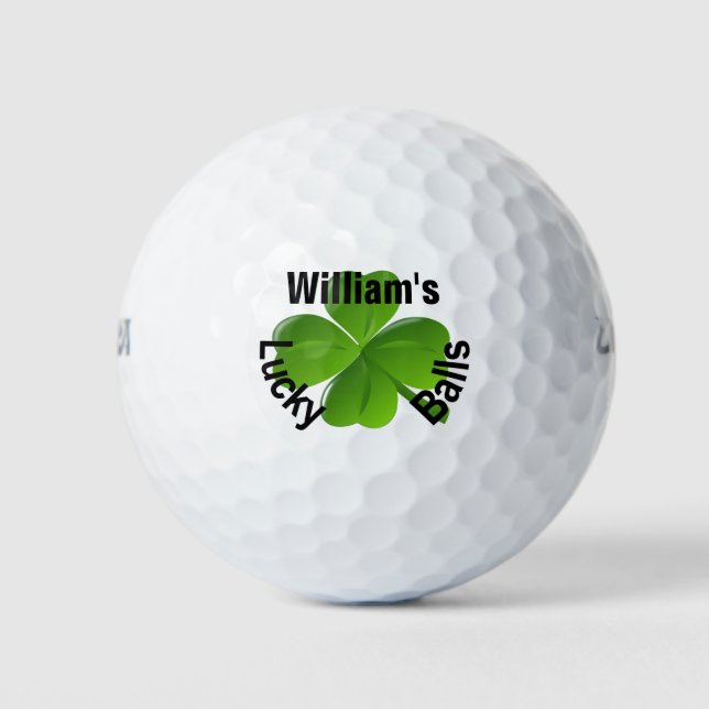 Personalised Four Leaf Clover Lucky Golf Balls (Front)
