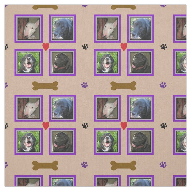 Personalised  Four Photo Collage-Purple Frames Fabric (Swatch)