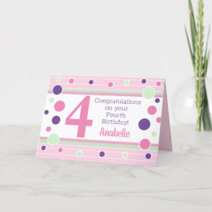 Personalised Fourth Birthday Card! Card