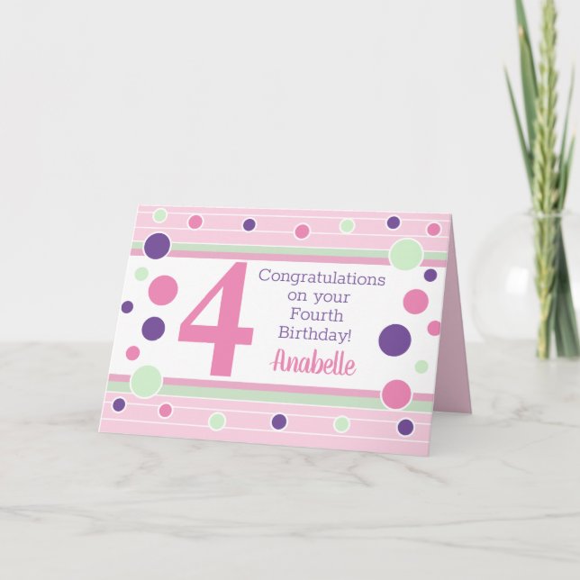 Personalised Fourth Birthday Card! Card (Front)