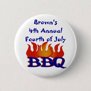 Personalised Fourth of July BBQ Party Button