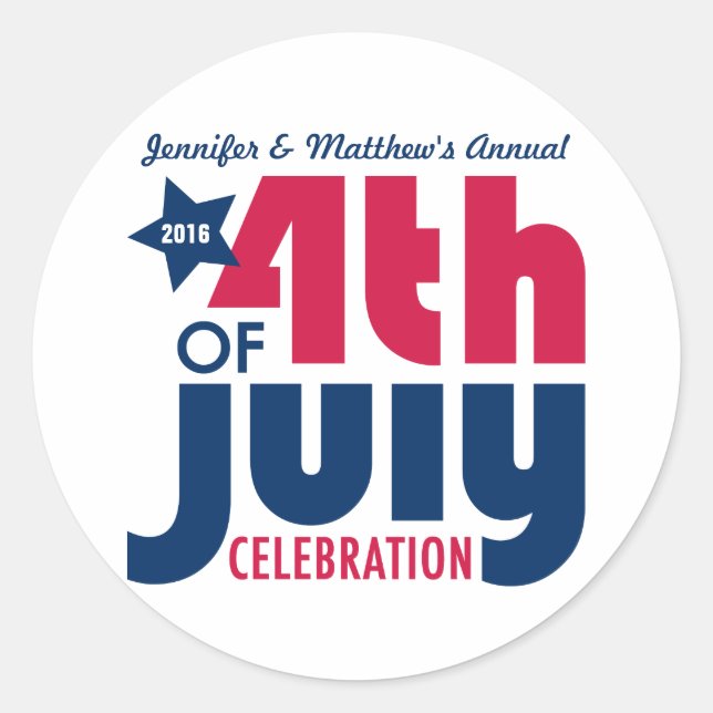 Personalised Fourth of July Celebration Stickers (Front)