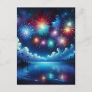Personalised Fourth of July Fireworks Postcard