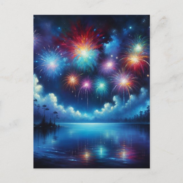 Personalised Fourth of July Fireworks Postcard (Front)
