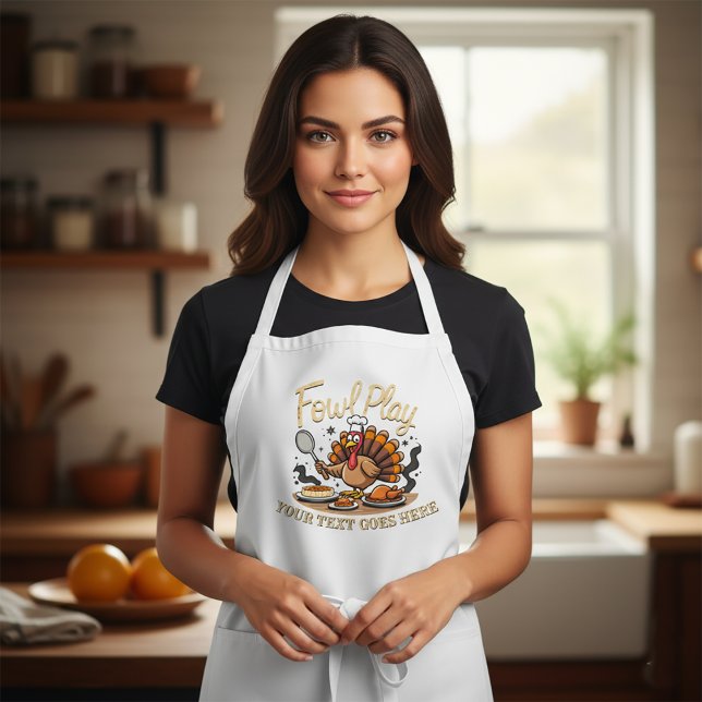 Personalised "Fowl Play" Funny Thanksgiving Standard Apron (Creator Uploaded)